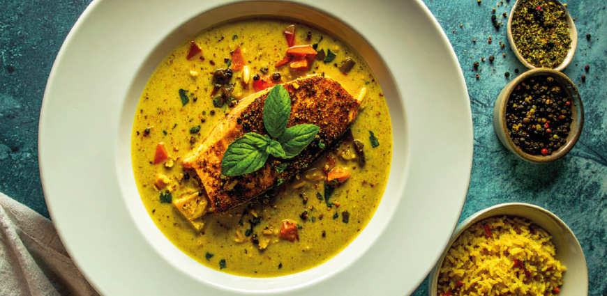 Curry de saumon aux lentilles