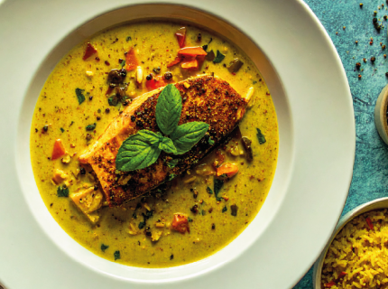 Curry de saumon aux lentilles