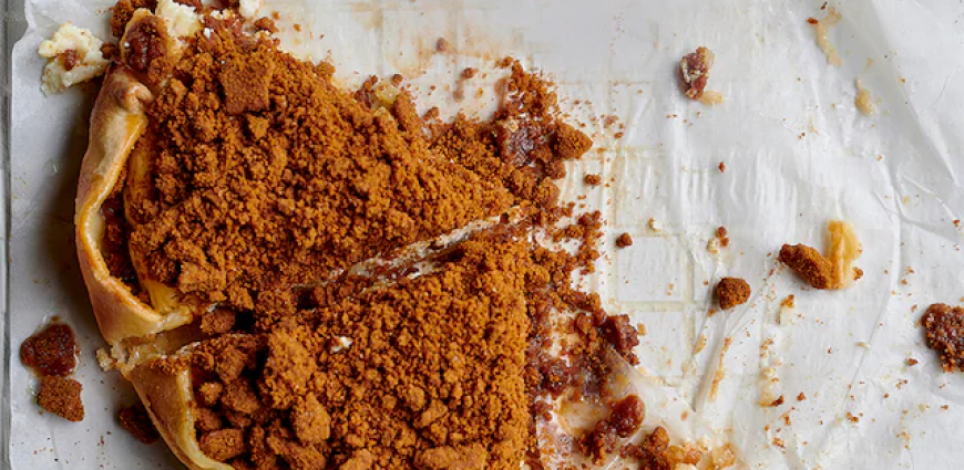 Cheesecake aux pommes et au crumble de spéculoos