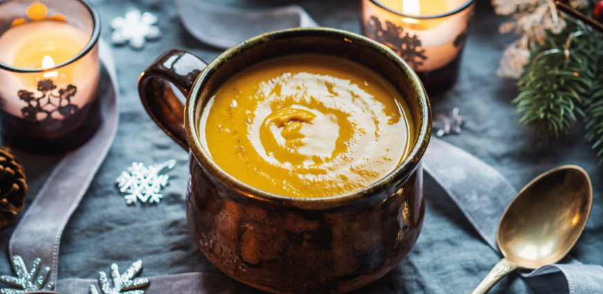 Soupe au potiron, curry et coco