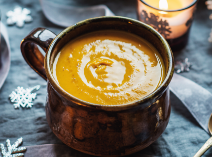 Soupe au potiron, curry et coco