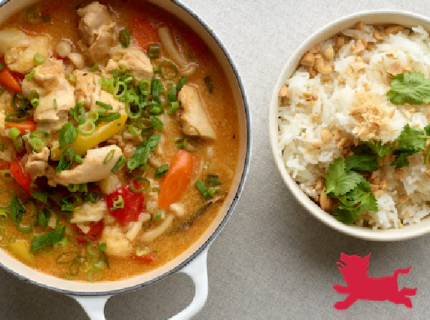 Curry rouge de poulet mariné au yaourt