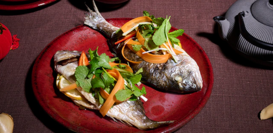 Dorade au four et salade fraîche aux herbes