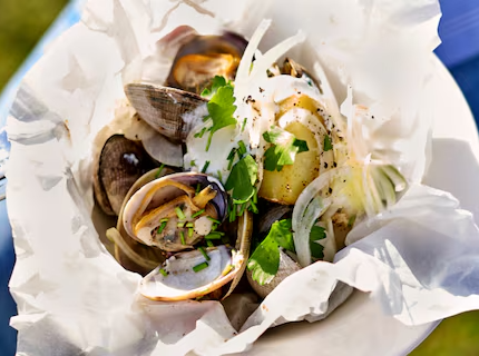 Papillotes de vénus à la crème épaisse